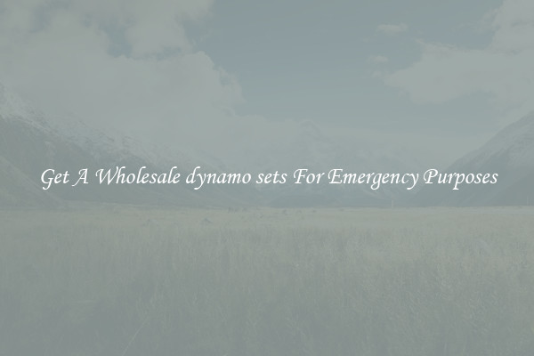 Get A Wholesale dynamo sets For Emergency Purposes