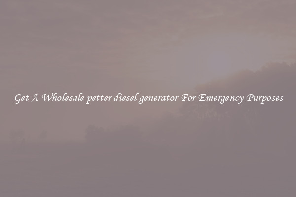 Get A Wholesale petter diesel generator For Emergency Purposes